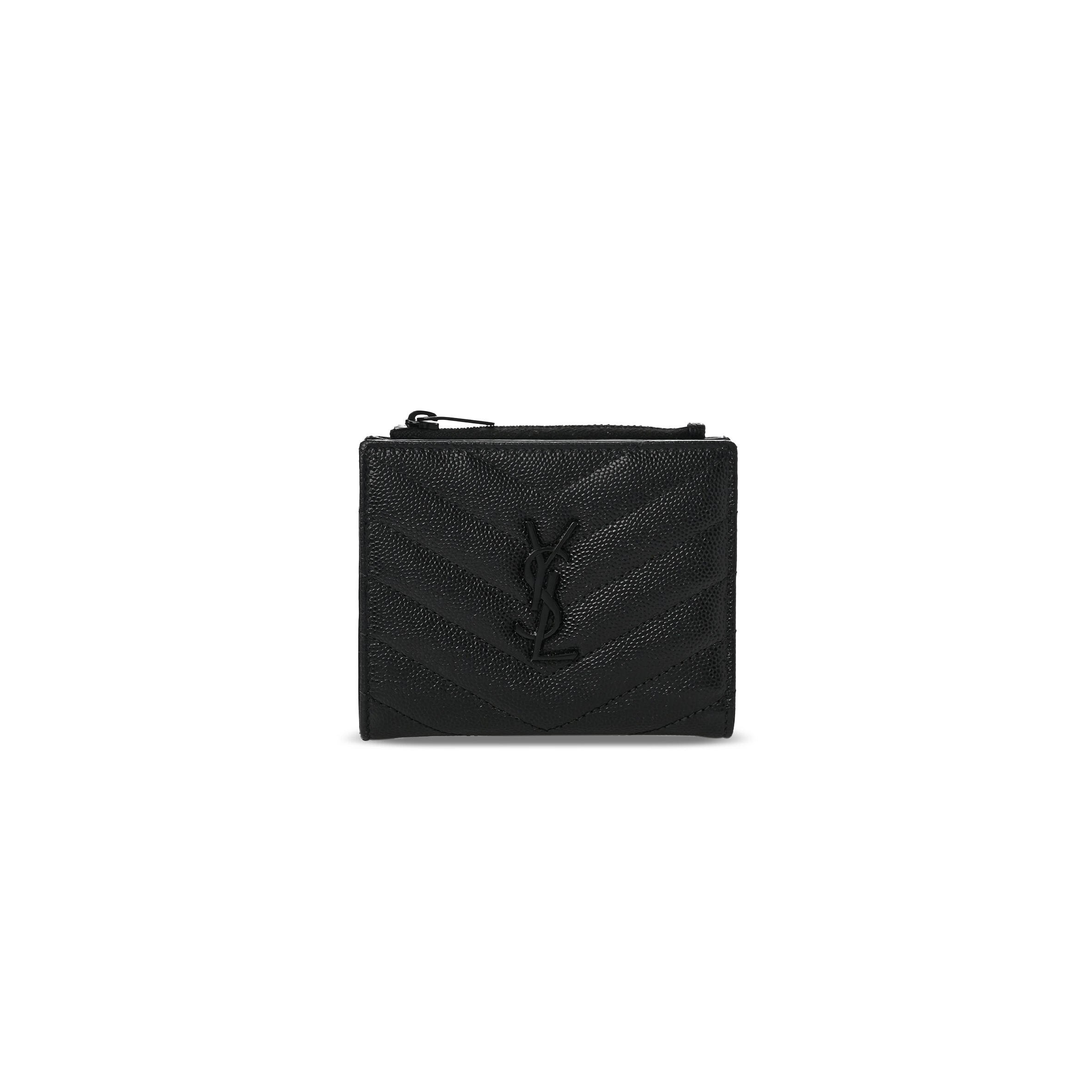 YSL CASSANDRE MATELASSÉ BI-FOLD WALLET IN GRAIN DE POUDRE LEATHER 575879 (10.5*8.5*2.5cm)